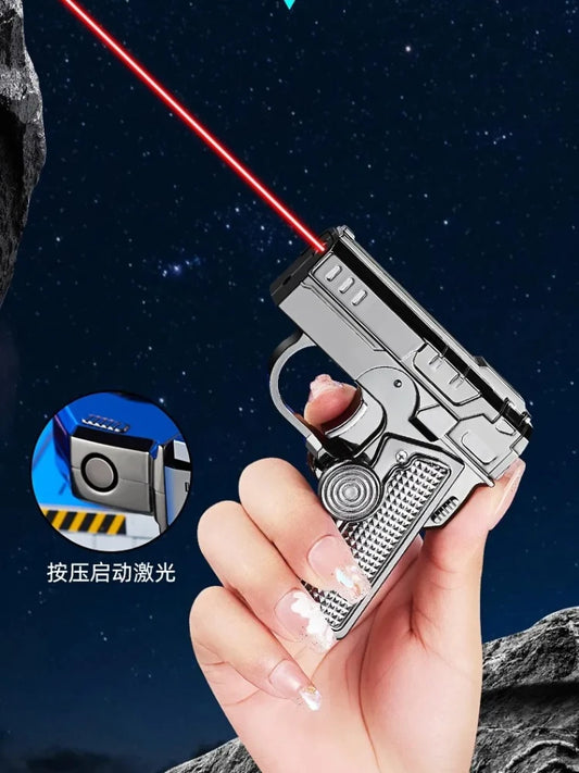 New Cool Gyro Folding Pistol Gas Lighter Fingertip Windproof Gift for Boyfriend Creative and Fun Decompression