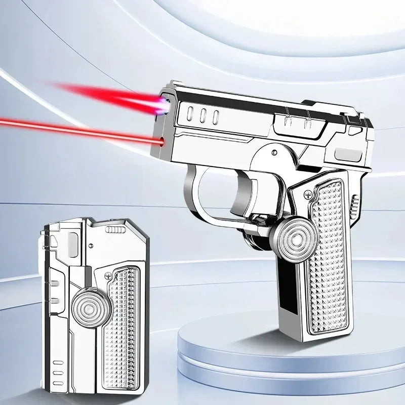 New Cool Gyro Folding Pistol Gas Lighter Fingertip Windproof Gift for Boyfriend Creative and Fun Decompression