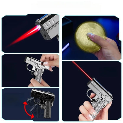 New Cool Gyro Folding Pistol Gas Lighter Fingertip Windproof Gift for Boyfriend Creative and Fun Decompression