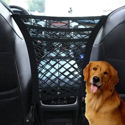 Car Storage Net Bag Multifunction Between Seats Car Divider Pet Barrier Stretchable Elastic Mesh Bag Organizer Auto Accessories