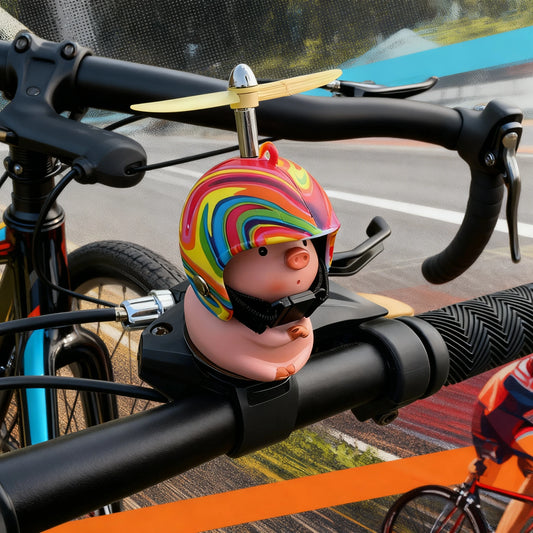 Strap-On Electric Vehicle, Car, and Motorcycle Decorations, Bicycle and Mountain Bike Decorations, Cute Pig Figurines Wearing Helmets, Strap-On Cute Unicorn Motorcycle Decorations, Strap-On Creative Motorcycle Handlebar Decor