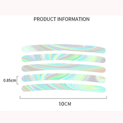 20Pcs Wheel Hub Reflective Sticker Rainbow Fluorescence Luminous Stripe Tape Car Motorcycle Decal Night Driving Safety Accessory