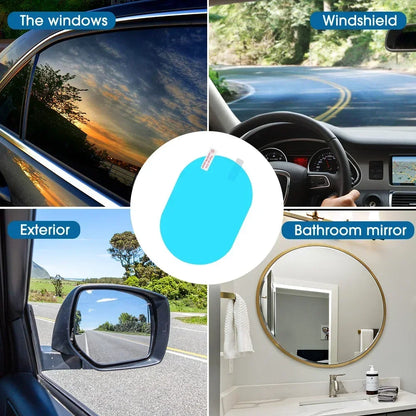2pcs Rearview Mirror Rainproof Clear Film Sticker Protective for Car Motorcycle Bicycle Bike View Mirror AntiFog Waterproof Film