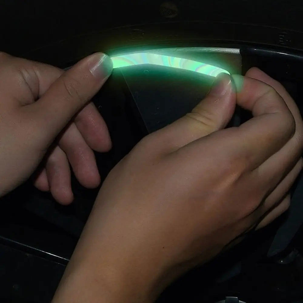 20Pcs Wheel Hub Reflective Sticker Rainbow Fluorescence Luminous Stripe Tape Car Motorcycle Decal Night Driving Safety Accessory